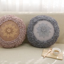 마이룸엔 레이첼 고급 레이스 순면 원형 호박 쿠션 일반쿠션, 레이첼_그레이