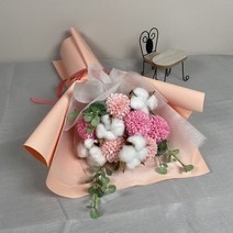 졸업식꽃다발 퐁퐁국화 비누꽃 목화 유치원 학교 졸업 기념일 여자친구 생일 선물 꽃다발, 오렌지