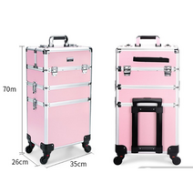 화장품캐리어 메이크업박스 메이크업 캐리어 가방 수납함 네일아트 전문가용 화장품 소품 정리 특수가방, D.핑크 3단, 1개