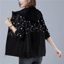 빅사이즈원피스 77 88 99 4XL-5XL 플러스 사이즈 6 인쇄 윈드 브레이커 여성 39 패션 봄 가을 느슨한 포켓 후드 자켓 캐주얼 여성 지퍼 아웃웨어
