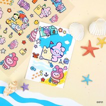 (방탄소년단굿즈)BT21 클리어 스티커 2p세트(SUMMER SKY) 940363, 슈키