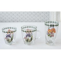 빈티지 꽃무늬 유리물컵 주스잔 가정용 음료컵 브런치 에이드잔 홈카페 손님접대용 탕비실 감성, 소 언더락