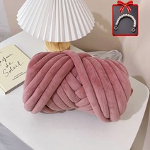 Roomxyd 패브릭 자이언트얀 벨벳 뜨개실 망고실 1KG 진주체인줄 증정, 인디핑크