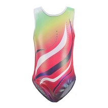 리듬체조 리본 5 14 세 용 레오파드 늙은 댄스웨어 반짝 이는 원피스 민소매 바디, 1041x, 10