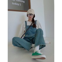 빈티지 일자 데님 역시 배스 구제 카고 두툼 청멜빵바지