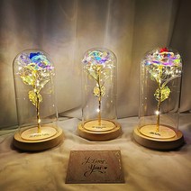 Art홀릭 홀로그램 장미 꽃 무드등 여자친구 100일 꽃 선물 아내 결혼 기념일 선물 와이프생일선물 고백 유리돔 특별한 꽃 생일 선물 개업 화환 화분 돈 다발 꽃 다발, 에스코어 드림, 단색