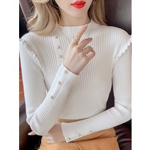 긴소매 이너 바쿠센 반폴라 풀오버 후드 페블럼라인 니트 여성 겨울 가을 옷 2949467672