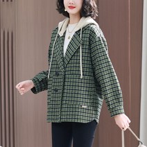봄 패션 심플 엘레강스 캐주얼 슬림핏 잔체크 코트