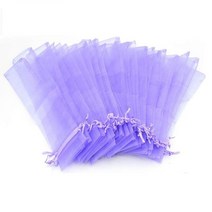 핸드팬용 실크 파우치 오간자 선물 가방 드로스트링 포함 선물 파우치 50 개, Purple