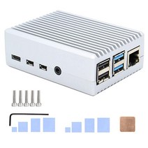 Geekworm 라즈베리 파이 4 케이스 Pi 4 튼튼한 알루미늄 합금 패시브 냉각 케이스 구리 방열판 포함 라즈베리 파이 4 모델 B 전용 실버 (P173-실버)