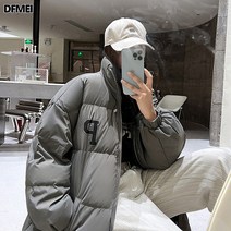 패딩 여중 롱 P라인 심플 한국판 패션 루즈 오버제 커플 무릎 위 아카데미