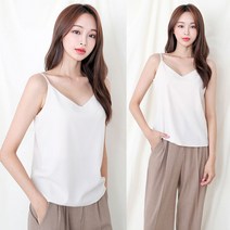 더웨이나인 여성 슬립 여름 끈 나시 민소매 블라우스 정장 자켓 이너 슬리브리스 정장탑 루즈핏 찰랑찰랑 부드러움 톡톡안감 비침X
