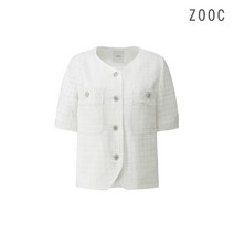 [ZOOC] 라운드넥 트위드 반팔 크롭 자켓 IV_V222MSF932