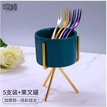 티포크세트 아이디어 귀여운 304스테인레스 작은포크 과일포크 가정용 디저트, T11-두께-컬러풀 조합(5개세트+백조 좌석)