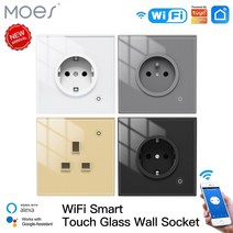 스마트플러그 iot플러그 무선 와이파이 스마트콘센트 wifi tuya smart wall socket glass panel 콘센트 전원 모니터 터치 플러그 릴레이 상태 표시등, 검은색, 유럽 ​​연합