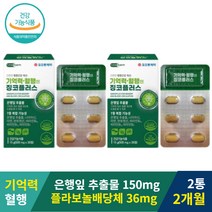 은행잎 추출물 플라보놀배당체 2개월 식약처고시 은행잎 추출물 GINKGO 뇌 운동 건강 수험생 학생 머리 기억력 개선 도움 감퇴 집중력 뇌에 좋은 ps 영양제