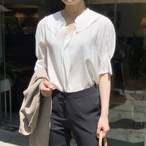 노팅힐 4부 퍼프 반팔 블라우스 시원한 셔츠 3컬러