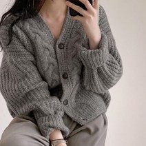 빈티지 캐주얼 가디건 스웨터 가을/겨울용 루즈핏긴 소매 상의 여성 프레피 스타일
