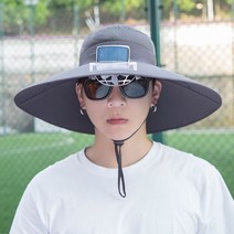 남성 선풍기모자 온실 농사 낚시 자외선차단 통풍, 프리사이즈, 다크그레이-전망챙태양광모