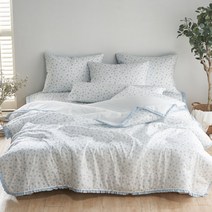 다소미아 꽃 프릴 레이스 시원한 아이스 냉감 인견 여름 이불 세트 싱글 퀸 SS/Q 2color