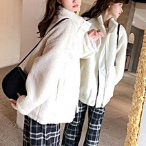 여성 겨울 철 따스한 베이직 뽀글이 스타일 집업 점퍼 404 양털 자켓 코트 후드 체크 가디건 여자 남방