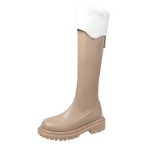 승마 부츠 롱 겨울 플랫폼 가죽 모피 허벅지 하이 플랫 블랙 화이트 보타스 니 하이