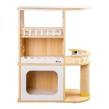 고양이 빌라 종이 캣타워 구름다리 원목 켓타워 DIY 스크래쳐 타워 선반, 02, 친환경 두꺼운 원목 에코페인트