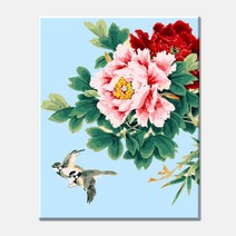 모모픽스페인팅 DIY명화그리기 40x50cm, 파란하늘 목단꽃