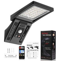 UCGG 태양열 벽 조명 390Lm IP65 방수 타입 2 광학 렌즈 34 LED 3가지 모드 조명 벽 조명 빠른 응답 120° PIR 모션 센서 건물 외부 정원 마당, 8W, Two Color Temperature