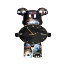 베어브릭 인테리어 LED 벽시계 거실 무소음 대형 무선 벽걸이 예쁜 곰돌이 집들이 선물 건전지, 고흐베어, 40x80