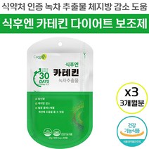 care엔 녹차 카테킨 3개월분 다이어트 보조제 체지방 내장 지방 감소 항산화 작용 혈행 혈중 콜레스테롤 개선 도움 식 약 처 청 인증 인정 건강 기능 식품 카태킨 추천 정품, 90정 (3개월분)