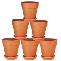 Terra Cotta 냄비 받침 포함 - 6팩 대형 테라코타 점토 12 7cm(5인치) 클레이 세라믹 도자기 화분 선인장 다육 식물 배수 구멍 식물 공예 결혼식 선물로 추천(12, 5 inches