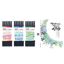 한줄 트윈 컬러 캘라그라피 시 수성펜 브러쉬 만나는 1세트+캘리그라피로 7204ea, FOREST세트, 본상품선택