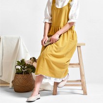 북유럽 모던 린넨 원피스 앞치마 가드닝 카페 데님 어린이집, C타입, 핑크