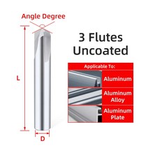 드릴 비트 카바이드 모따기 밀링 텅스텐 스틸 CNC V자형 라우터 2 및 3 엔드 120 °, 23.D4x50L - Uncoated 3F - 90 d, 23.D4x50L - Uncoated 3F - 90 d
