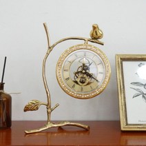 나뭇가지 신주골드 톱니 탁상시계 선물 홈인테리어