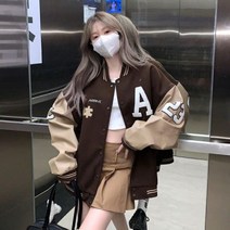 여성야구점퍼 과잠 오버 박스핏 블루종 자켓 항공 점퍼 레트로 바람막이 A4