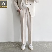 FANY 남자슬랙스 캐주얼 일자핏 와이드 처짐감 정장 바지 코디 남성 고급 비즈니스 정장 팬츠