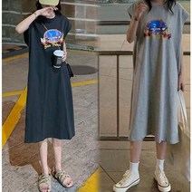 휴가원피스 민소매 옆트임 롱치마 캘리포니아 프린팅 롱원피스 여자티