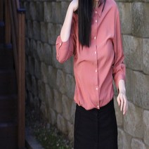 뽀샵그런거몰랑 9부소매 새틴블라우스 사무실남방 카라넥 오피스셔츠