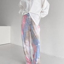 옷자락 [옷자락] 여자 수채화 타이다이 물감 일자 바지
