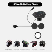 오토바이 블루투스 헤드셋 헬멧 이어폰 용 마이크가있는 무선, 500mah 블랙