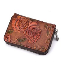 R Ladies Leather Genuine Wallet For ID Card Cash Purse Portable Zipper Wallets Vin [A00099760]