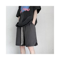 와이케이하우스 Aberdeen Art 남성용 드로 스트링 반바지 여름 다크 하이 스트리트 스타일 와이드 레그 스포츠 트렌드 캐주얼 5 점 바지_69175