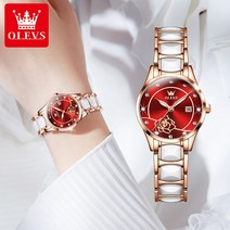 OLEVS 여성 명품 메탈 세라믹 손목시계 꽃무늬 방수기능 야광 100%정품 - 3606