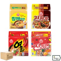 오뚜기 멀티팩 4종 (진라면 매운맛 + 진짬뽕 + 참깨라면 + 열라면) + 더블비물티슈&패키지, 4세트