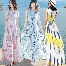 여름 바캉스룩 원피스 비치 쉬폰 민소매 예쁜 pen11 weizhi