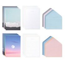 모노라이크 레터 편지지 8종 x 4p + 봉투 8종 x 2p 세트, 문 레터, 2세트