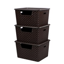 지오리빙 클린존 30L 분리수거함, 3단(브라운)