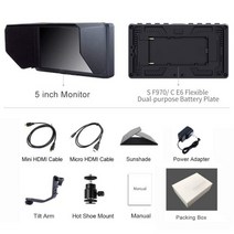 프리뷰모니터 5 인치 IPS DSLR 필드 4K HDMI FHD 1920x1080 촬영, 어댑터 핫슈 추가, 01 Add Adapter HotShoe